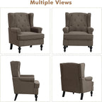 Accent Chair Set of 2, Mid Century Modern Fabric Wingback Chair, Upholstered - Image 9
