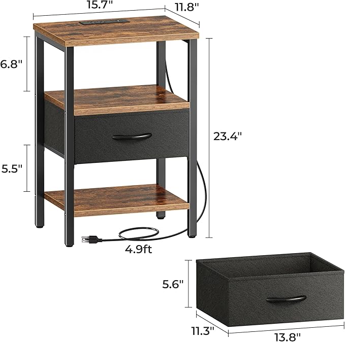 SUPERJARE Nightstand Set of 2, Bed Side Tables - Image 3