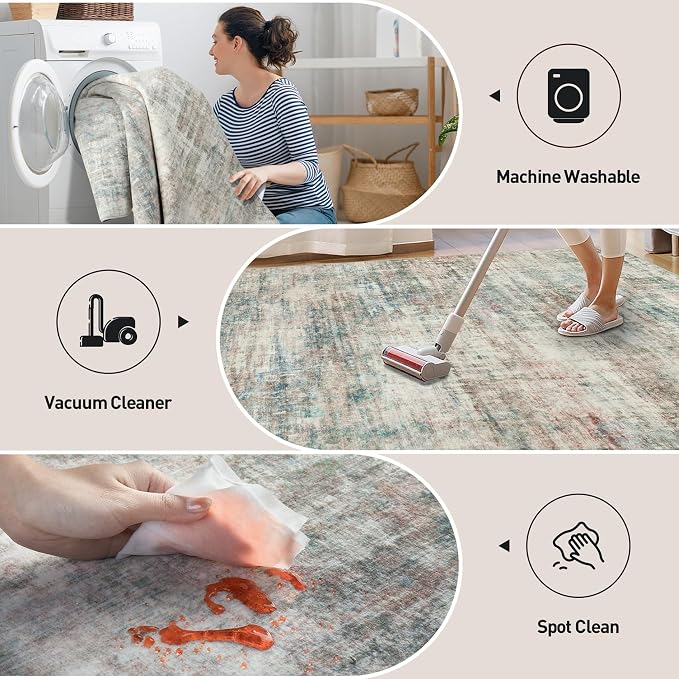 4x6 Area Rugs Washable Rug: Modern Abstract Living Room Rug Soft Anti-Skid Thin - Image 4
