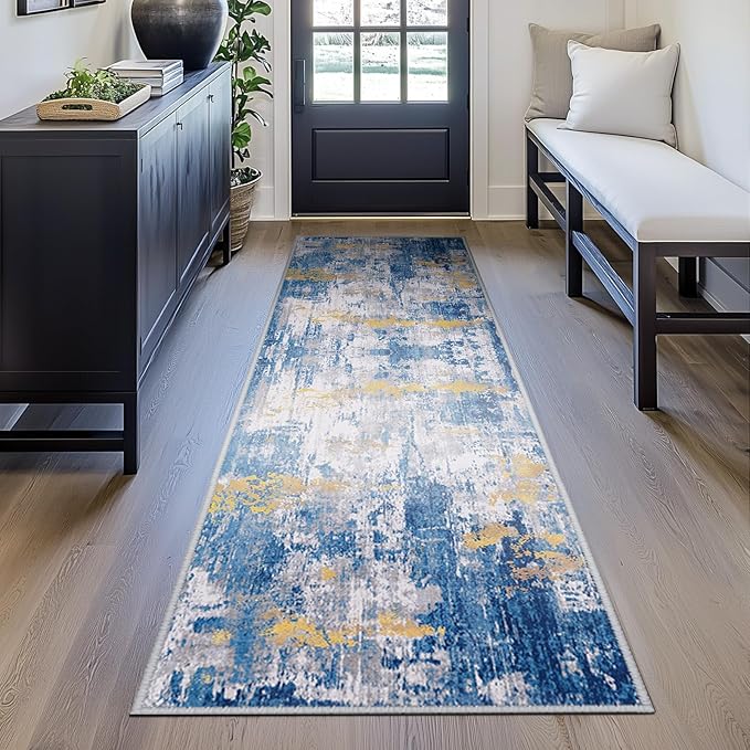 RELEANY Washable Area Rugs 2'x6' Non-Slip Modern Abstract Soft - Image 3