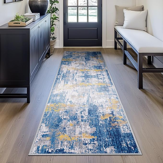 RELEANY Washable Area Rugs 2'x8' Non-Slip Modern Abstract Soft - Image 4