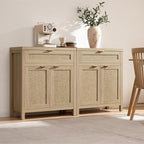 SICOTAS Sideboard Buffet Storage Cabinet Set of 3, Rattan Credenza Buffet Table - Image 8
