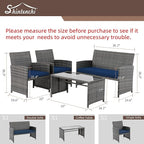 4 Piece Patio Ratten Set Outdoor Furniture Set Wicker Conversation Set - Image 6