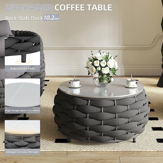 TWT Aluminum Outdoor Patio Furniture Set, Dark Grey - Image 7