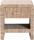 Bali & pari Callan Bohemian Woven Natural Grasscloth 1-Drawer Nightstand - Image 5