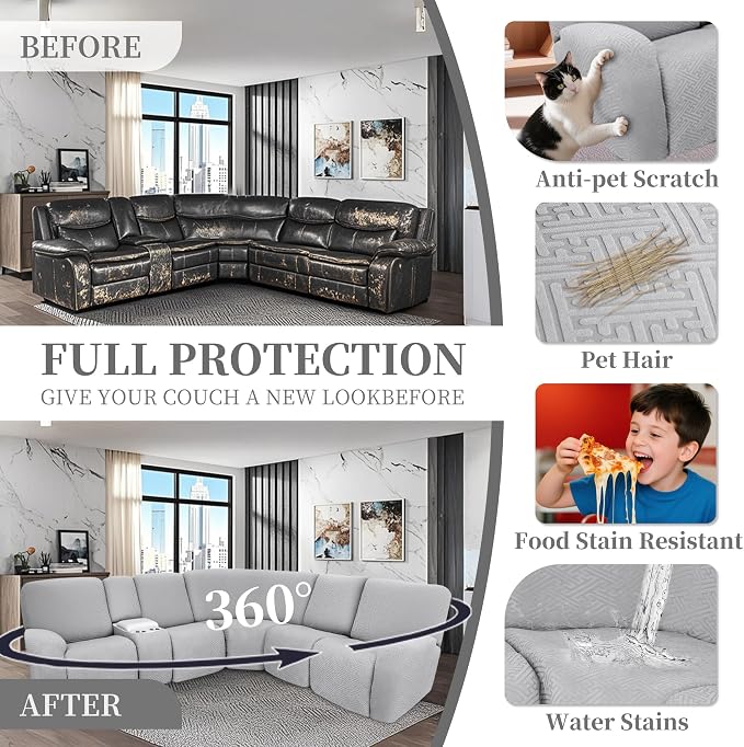 100% Waterproof Sectional Recliner Couch Covers - Image 6