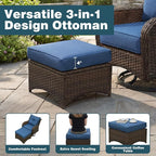 Patio Furniture Set, High Back Swivel Rocker Chairs, Weather Resistant Olefin - Image 9