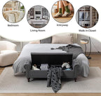 SOFTHION 58.1" Storage Bench Upholstered Linen End of Bedroom Bed Bench Ottoman - Image 7