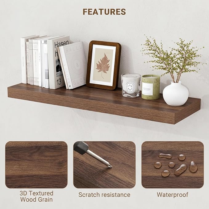 Acovy 55 Inch Floating Shelves, Wooden Shelves - Image 4