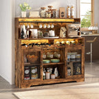 Loomie Wine Bar Cabinet with LED Light, Liquor Cabinet with Glass Holder - Image 3