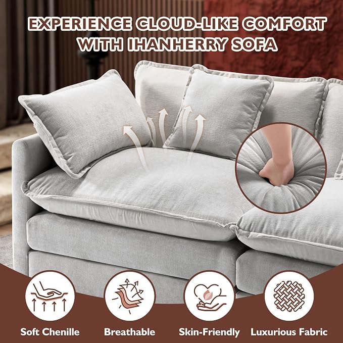 Ihanherry Cloud Sofa 77 Inch Loveseat, Modern Sectional Couch, 2-Seats Sofa - Image 5