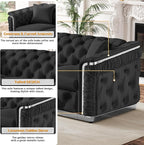 Luxury Chesterfield Sofa Set of 2, Velvet Tufted Couch Victorian Black and - Image 4