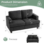 3 Pieces Corduroy Couch Set for Living Room, 7 Seats Cloud Sofa, Deep Seat - Image 2