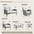 Weaxty 7 Pieces Patio Furniture Set, Wicker Outdoor Swivel Rocking Chairs - Image 2