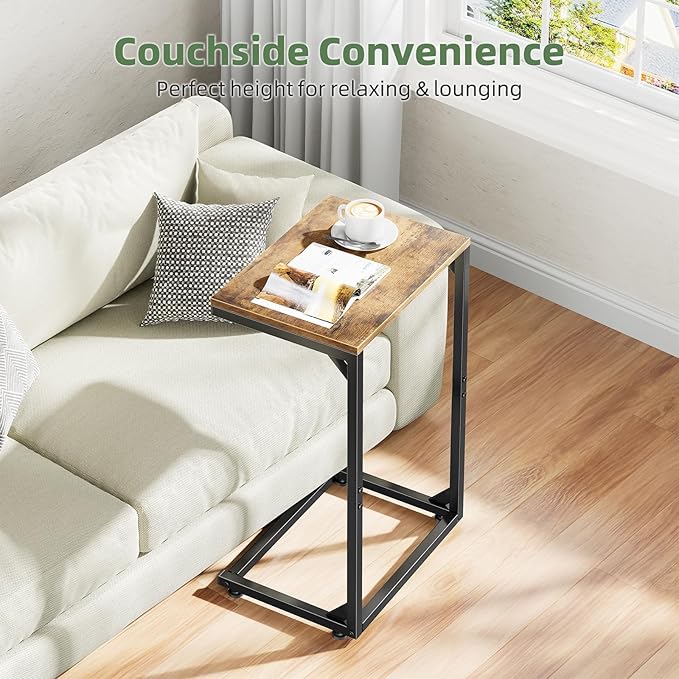 Simple Trending C Shaped Side Table, Small End Table Set of 2, TV Trays Sofa - Image 4