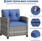 3-Piece Patio Furniture Set, Outdoor PE Rattan Chair - Image 5