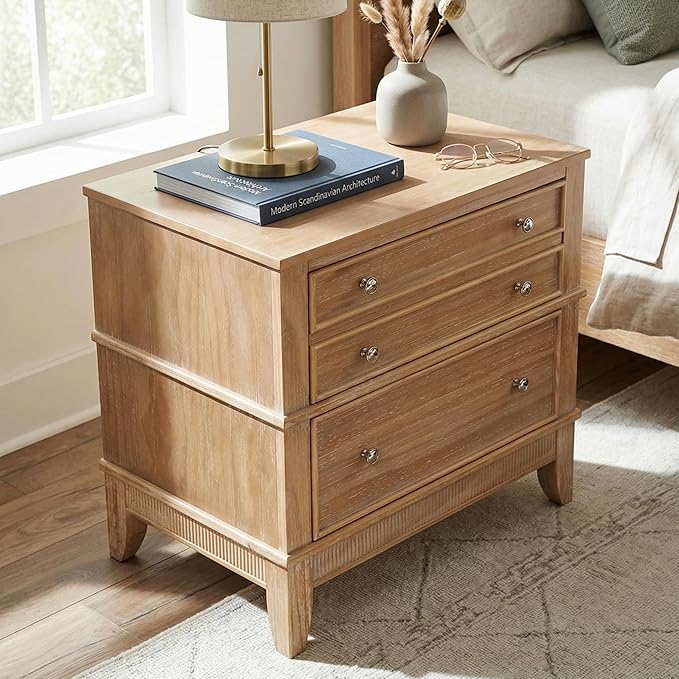 Merax 27.3 Inch Solid Wood Nightstand, Mid Century Modern Night Stand - Image 6