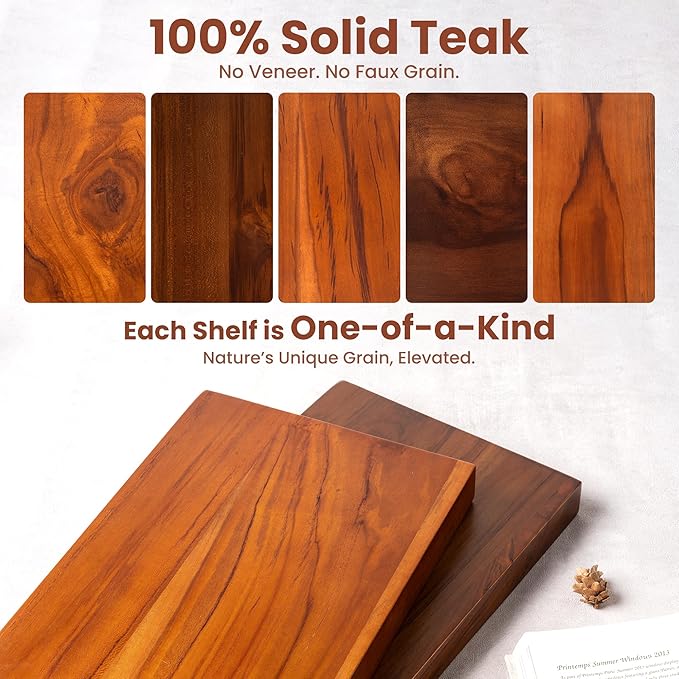 24 Inch Teak Floating Shelves Set of 2 - Image 5