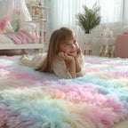 PAGISOFE Rainbow Rugs 6x9, Large Fluffy Soft Carpet, Plush Shaggy Rugs - Image 2