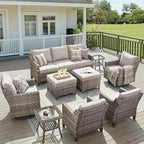 9 Piece Patio Furniture Set-All Weather Outdoor Conversation Sets Sectional Sofa by AMCLOBA