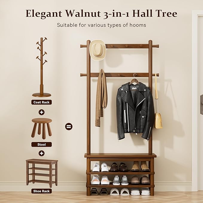 Hall Tree, 3-in-1 Entryway Bench - Image 4