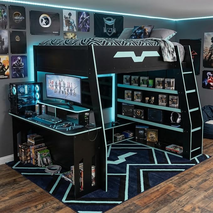 Full Size Wood Esports Loft Bed by Unknown
