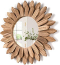 Honiway Wall Mirror Decorative 12 inch Rustic Wood Mirror Sunburst Boho Mirror by Honiway