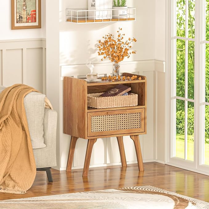 Lerliuo Rattan Nightstand, Side Table - Image 7