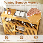 Giantex Bamboo Bathroom Storage Cabinet, 2-Door Storage Organizer - Image 5