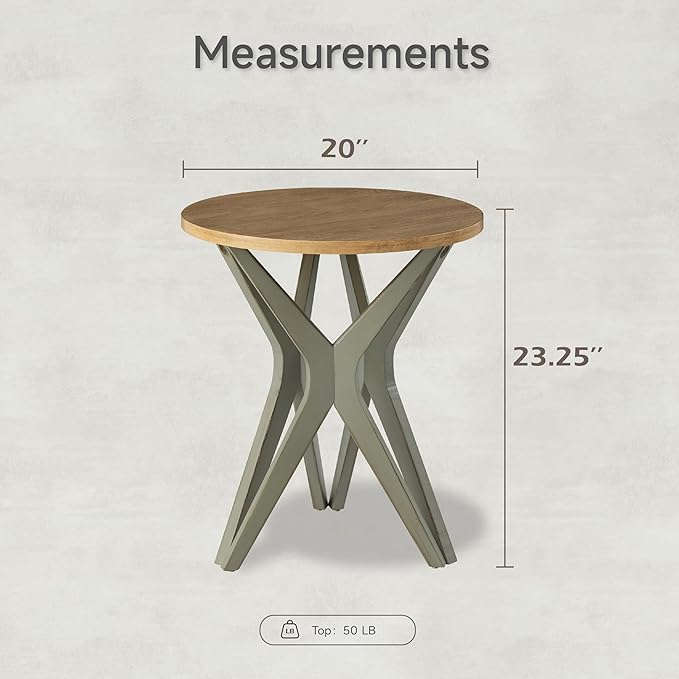 Pedestal Farmhouse End Table Set of 2, Distressed Top - Image 3