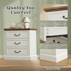 Huuger Nightstand with Charging Station, 3 Drawer Night Stand, 22 Inch Wider - Image 8