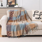 Bohemian Chenille Throw Blanket, Boho Jacquard Tassels Cover by Unknown
