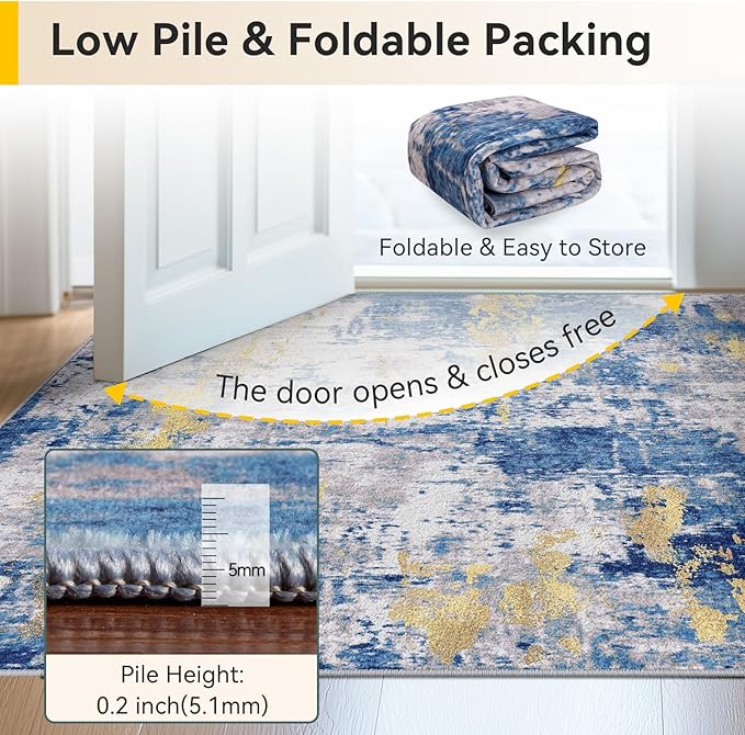 RELEANY Washable Area Rugs 6ft Non-Slip Modern Abstract Soft - Image 3