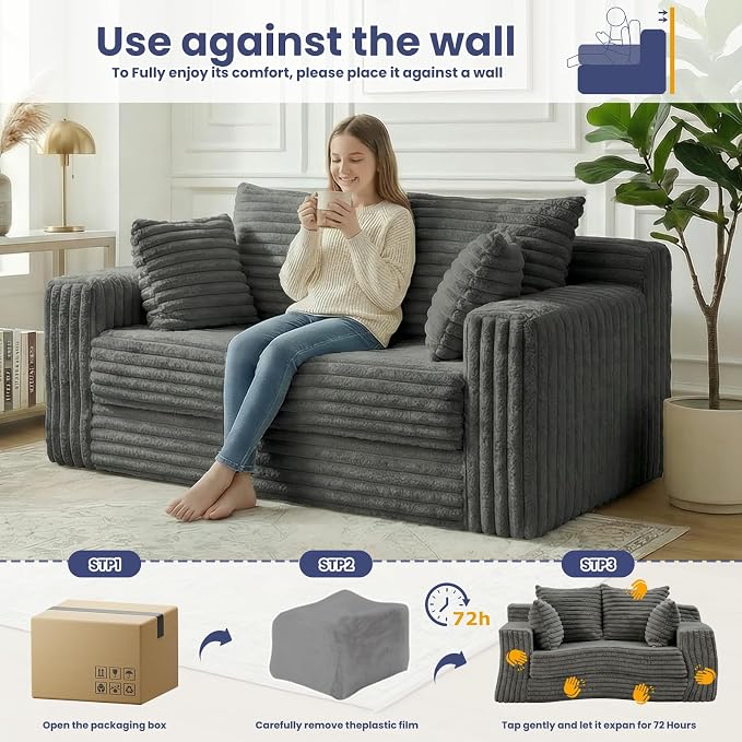 3-in-1 Convertible Sofa Bed: Boneless Loveseat Sleeper & Folding Couch Bed - Image 7