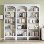 Arched Bookshelf with 5 Tier Open Shelves, Study and Living Room, Modern White - Image 4