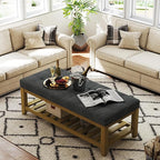 Befurtori Large Rectangular Upholstered Ottoman Bench, Linen Tufted Footrest - Image 4