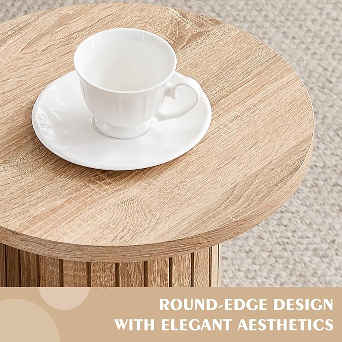 Round Side Tables Set of 3, Circle Modern Fluted Nesting Coffee Table, Accent - Image 7