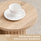 Round Side Tables Set of 3, Circle Modern Fluted Nesting Coffee Table, Accent - Image 7