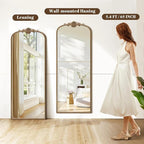 Besdomus Vintage Mirror Full Length: 21x56 French Gold Arched Full Body Mirror - Image 7