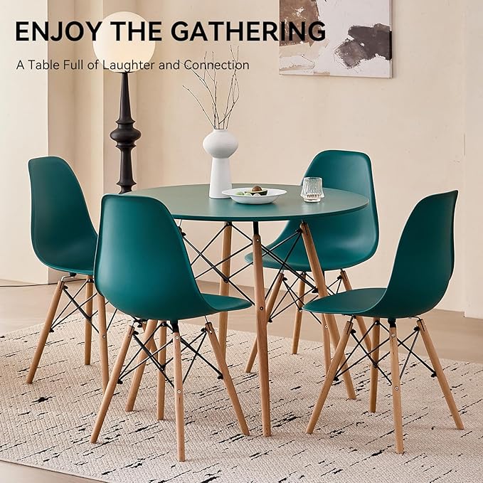 5-Piece Round Dining Table Set, Small 31.5" Kitchen Table Chairs Set of 4 Space - Image 6