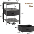 SUPERJARE Night Stand with Charger Station, 27.7 Inch Tall Nightstand with - Image 3