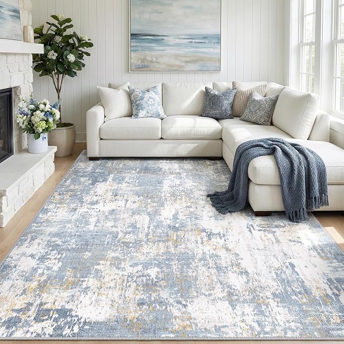 RELEANY Washable Area Rugs 9'x12' Non-Slip Modern Abstract Soft by RELEANY