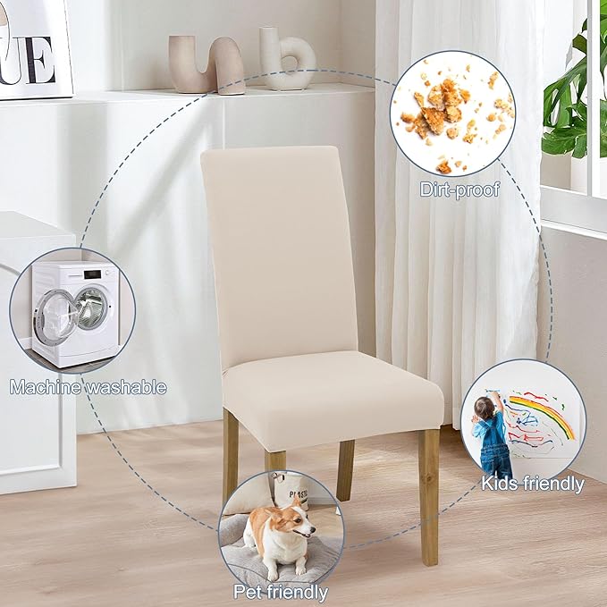 BIETYONE Stretch Dining Chair Covers Set of 2, Soft Removable Washable Kitchen - Image 6