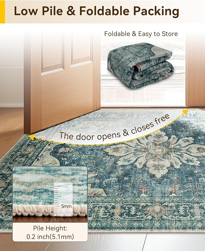 RELEANY Area Rugs 2'x7' Runner Rug Non Slip Washable - Image 5