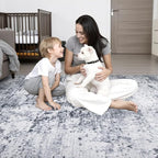 2.6'x14' Runner Rug Washable Rug: Modern Abstract Soft Thin Runner Rug Grey - Image 8