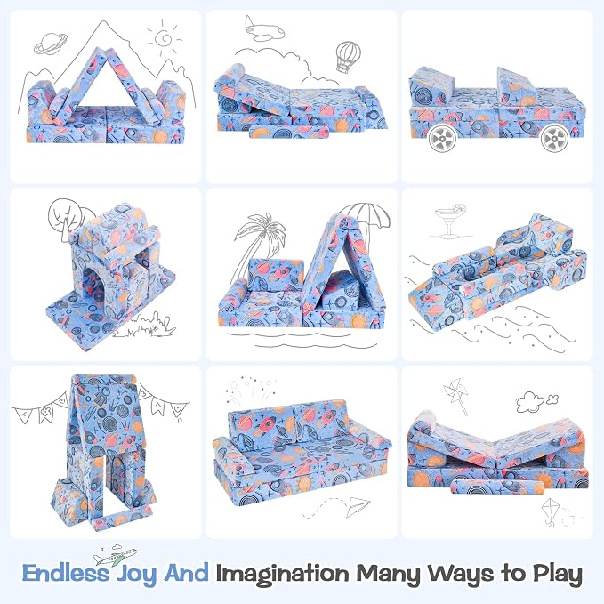 IFNOW Modular Kids Play Couch, Convertible & Washable Toddler Foam Couch Kids - Image 5