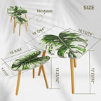 BAMEOS Monstera Leaf Nesting Tables Set of 2, Small Side Tables f Set - Image 3