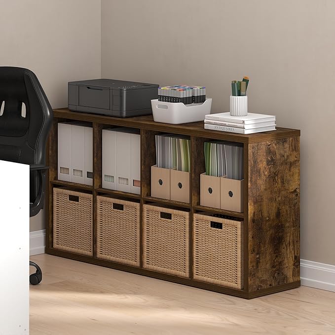 Furinno Cubicle Book Shelf, 8-Cube Bookshelf, Extra Thick Frame Horizontally & - Image 2