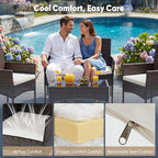 DUMOS 4 Piece Patio Furniture Set, All-Weather Outdoor Wicker Conversation Set - Image 6