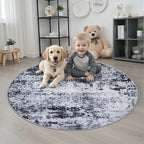 Round Area Rug for Living Room: 4 ft Washable Modern Abstract Soft Thin Rug - Image 2